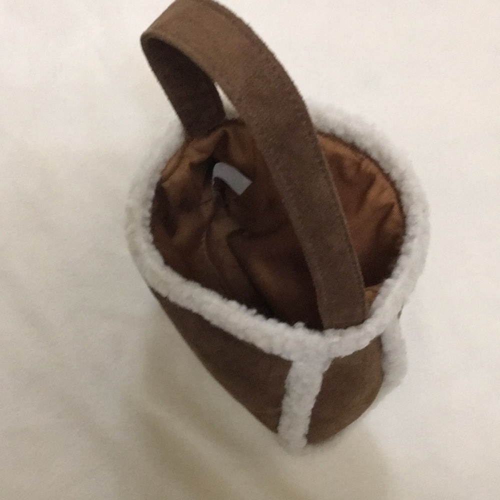 Faux Sherpa Mini Tote Bag Brown - Picture 3 of 5